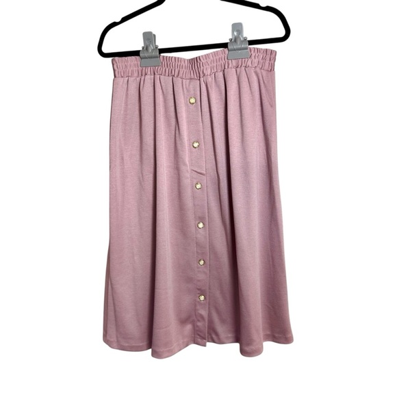 Vintage Land N Sea Chic Mauve Button-Down A-Line Skirt Size 18 Made in USA - Picture 1 of 9